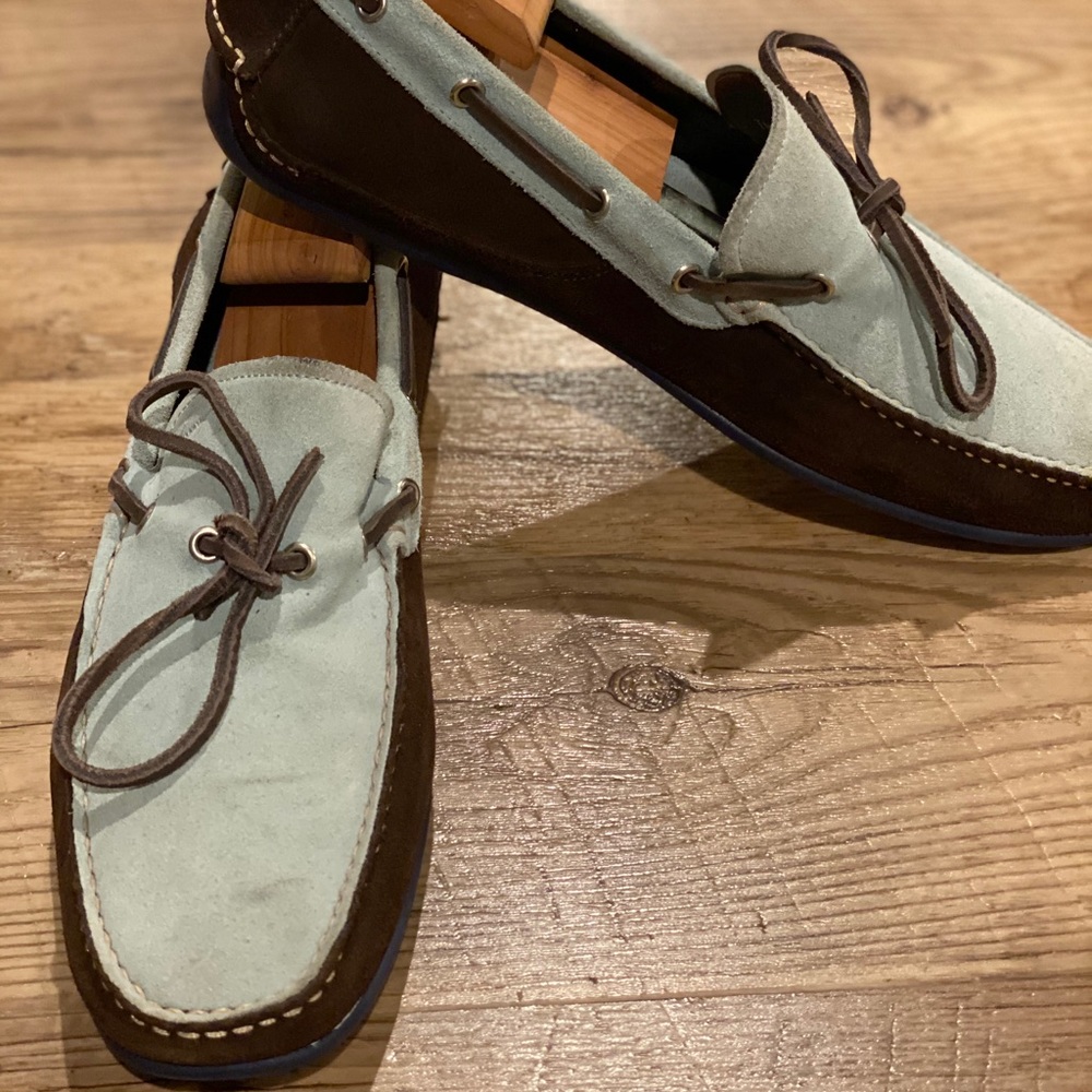 Salvatore Ferragamo baby blue suede loafer